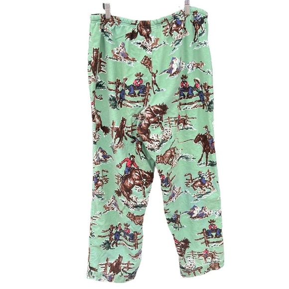 Nick & Nora Kurt Cobain Round Up Mint Green Cowboy Flannel Pajama Pants Medium - Picture 2 of 12